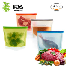 Load image into Gallery viewer, Reusable Silicone Food Storage Bag, BESTONZON 4/3/2/1 Pack Food Preservation Bag Airtight Seal Storage Container, Sandwich Bag
