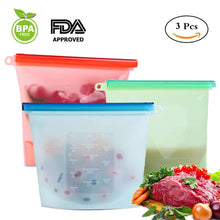 Load image into Gallery viewer, Reusable Silicone Food Storage Bag, BESTONZON 4/3/2/1 Pack Food Preservation Bag Airtight Seal Storage Container, Sandwich Bag