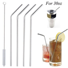 Load image into Gallery viewer, 4pcs Stainless Steel Drinking Straws Reusable Curved Straws for Yeti 30oz/20oz with 1 Cleaners