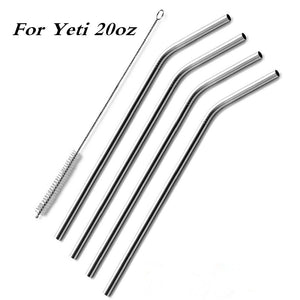 4pcs Stainless Steel Drinking Straws Reusable Curved Straws for Yeti 30oz/20oz with 1 Cleaners