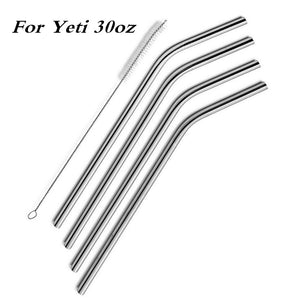 4pcs Stainless Steel Drinking Straws Reusable Curved Straws for Yeti 30oz/20oz with 1 Cleaners
