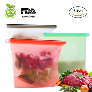Reusable Silicone Food Storage Bag, BESTONZON 4/3/2/1 Pack Food Preservation Bag Airtight Seal Storage Container, Sandwich Bag