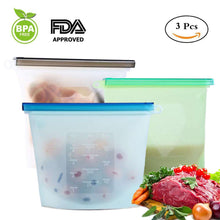 Load image into Gallery viewer, Reusable Silicone Food Storage Bag, BESTONZON 4/3/2/1 Pack Food Preservation Bag Airtight Seal Storage Container, Sandwich Bag